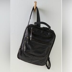 Free People New w/o tag (never used) black recycled leather backpack.